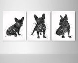 French Bulldog Watercolor Print Set of 3 Frenchie print Bouledogue Francais Art Gift Pet Dog Love Friend Animal Doglover Poster Dog Art-1556