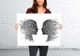 Face to Face Watercolor Print LOVE Gift PSI Psychology Art Clinic Dialogue Psychology Office Psychologist Gift Therapist Couples Therapy-11