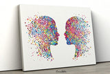 Face to Face Watercolor Print LOVE Gift PSI Psychology Art Clinic Dialogue Psychology Office Psychologist Gift Therapist Couples Therapy-11