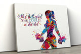 Bodybuilding Watercolor Print Fitness Girl Quote Fit Girl Mom Female Woman Dumbbells Wall Art Gym Weight Lifting Sport Weight Training-2487