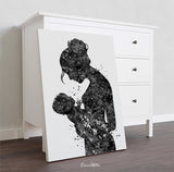 Mother and Daughter, Mother and Son, Mother and Baby, Mother and Children, Mother and Kids, Watercolor Print New Mum Baby Shower Midwife-830