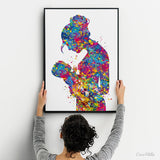 Mother and Daughter, Mother and Son, Mother and Baby, Mother and Children, Mother and Kids, Watercolor Print New Mum Baby Shower Midwife-830