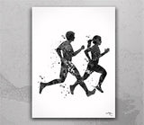Runners Watercolor Print Canvas Runner Woman Man Couple Marathon Winner Gift Sport Poster Motivational Inspirational Running Gift-1382