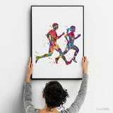 Runners Watercolor Print Canvas Runner Woman Man Couple Marathon Winner Gift Sport Poster Motivational Inspirational Running Gift-1382