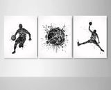Basketball Player Set of 3 Watercolor Print Basketball Player Man Boy Sports Nursery Dorm Teem Room Basketball Ball Poster Wall Art-1724