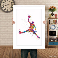 Basketball Player Set of 3 Watercolor Print Basketball Player Man Boy Sports Nursery Dorm Teem Room Basketball Ball Poster Wall Art-1724