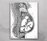 Twin Pregnancy Watercolor Print Womb Pregnancy Anatomy Gynecology Obstetrician Nursing Midwife Baby Fetus Medical Art Clinic Doctor Gift-869