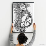 Twin Pregnancy Watercolor Print Womb Pregnancy Anatomy Gynecology Obstetrician Nursing Midwife Baby Fetus Medical Art Clinic Doctor Gift-869