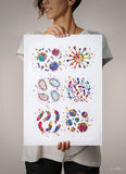 Bacteria Watercolor Print Medical Art Wall Art Bioscience Microbiology Virus Art Abstract Biology Bacteriophage Microscopy Science Decor-231