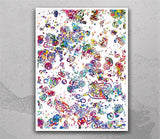 Uric Acid Crystals Watercolor Print Clinic Wall Art Arthritis Art Office Gout Wall Hanging Rheumatology Disorders Rheumatologist Gift-2490