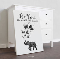 Be You the world will adjust Quote Elephant Watercolor Print Housewarming Gift Wall Art LGBT Motivational Inspirational Wall Hanging-1873