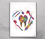 Dental Art Watercolor Print Tooth Fairy Dentist Poster Teeth Anatomy Stomatology Decor Clinic Wall Decor Medical Art Dental Office Art-1408