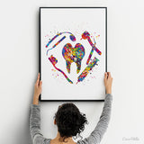 Dental Art Watercolor Print Tooth Fairy Dentist Poster Teeth Anatomy Stomatology Decor Clinic Wall Decor Medical Art Dental Office Art-1408