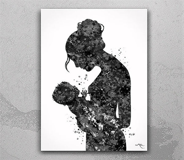 Mother and Baby Watercolor Print Mom Newborn Doula Pregnancy Obstetrician Nursing New Mum Baby Shower Breastfeeding Mother Midwife Gift-827