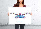 Swimmer Personalized Girl Watercolor Print Personalized Female Woman Gift Custom Swimming Wall Decor Girls Room Decor Sport Wall Art-2496
