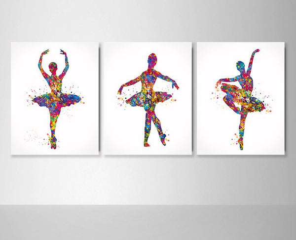 Ballerina Dancer Watercolor Print Set Nursery Wall Art Wall Decor Ballet Gift Dance Studio Girls Room Decor Home Decor Wall Hanging-2498