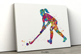 Field Hockey Girl Watercolor Print Hockey Player Girl Gift Art Wall Decor Female Woman Hockey Art Run with your heart Girl Wall Art-1865