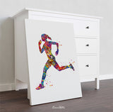 Runner Woman Watercolor Print Runner Woman Female Girl Marathon Winner Art Athlete Personalised Gift Poster Sports Running Gift Runners-1499