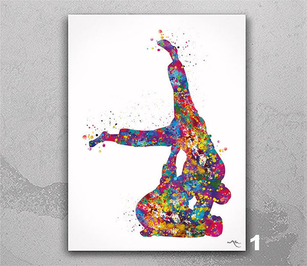 Brazilian Jiu Jitsu Watercolor Print BJJ Fight Sports Art Martial Art Grappling Fighter Gift Wall Art Sport Room Poster Wall Hanging-2304