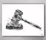 Gavel Watercolor Print Ceremonial Mallet Art Attorney Lawyer Office Wall Art Judge's Gavel Law Lawyer Justice Hammer Pass the Bar Gift-445