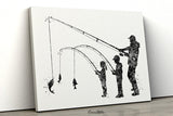 Father and Son and Daughter Fishing Watercolor Print Fishing Poster Father Day Fishing Wall Art Father Fishing Buddies Nursery Decor-1968