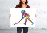 Field Hockey Girl Watercolor Print Hockey Player Girl Gift Art Wall Decor Female Woman Hockey Art Run with your heart Girl Wall Art-1865