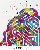 Brain Anatomy Circuit Board Watercolor Print Science Art Computer Art Neurology Human Brain Engineer Gift Brain Science Poster Wall Art-1110