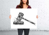 Gavel Watercolor Print Ceremonial Mallet Art Attorney Lawyer Office Wall Art Judge's Gavel Law Lawyer Justice Hammer Pass the Bar Gift-445