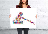 Gavel Watercolor Print Ceremonial Mallet Art Attorney Lawyer Office Wall Art Judge's Gavel Law Lawyer Justice Hammer Pass the Bar Gift-445