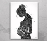 Pregnant Art Watercolor Print Pregnancy Gift Gynecology Obstetrician Nursing Baby Shower New Mum Medical Office Art Clinic Midwife Gift-1213
