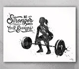 Woman Weight Lifter Quote Watercolor Print Female Weightlifter Gift Art Wall Decor Gym Fitness and she lifted motivational Wall Art-2139