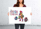 Woman Weight Lifter Quote Watercolor Print Female Weightlifter Gift Art Wall Decor Gym Fitness and she lifted motivational Wall Art-2139