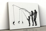 Fishing Family Watercolor Print Mom Dad and Son Fishing Poster Housewarming Gift Wall Art Father Mother and Son Gift Grey Nursery Decor-2526