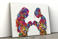 Two Moms Two Baby Watercolor Print Same Sex New Moms LGBT Family Love Wins Wedding Gift Wall Art Gay Lesbian Gift Twin Baby Mrs and Mrs-2141