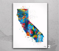 California State Watercolor Print USA Map Beverly Hills Art Print Los Angeles County Print Wall Housewarming Gift Poster Wall Hanging-518