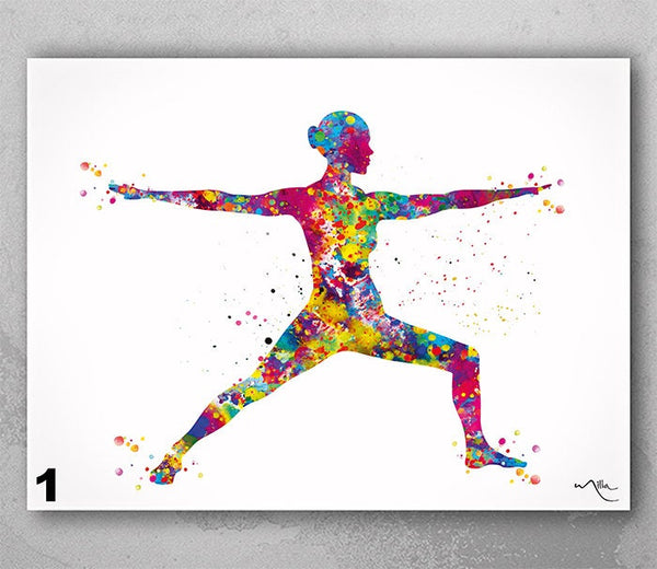Yoga Art, Yoga Warrior Pose, Yoga Poster, Yoga Pose, Yoga Print, Yoga Watercolor, Yoga Studio, Yoga Decor, Yoga Wall Decor, Yoga Gift-878