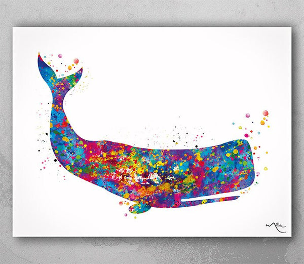 Whale Art Watercolor Print Sea Life Sperm Whale Art Decor Wall Art Poster Housewarming Gift Cottage Wall Decor Home Decor Wall Hanging-245