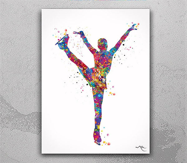 Ice Skater Girl Watercolor Print Ice Skating Skater Female Woman Dance Figure Skating Wall Art Dorm Decor Skating Wall Art Decor-1010