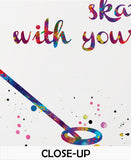 Ringette Player Girl Quote Watercolor Print Ringuette Female Woman Mom When your legs get tired Quote Hockey Sports Wall Art Teen Gift-2603