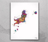 Carriacou Map Watercolor Print Caribbean Islands Wall Art Wedding Gift Honeymoon Gift Wall Hanging Travel Anniversary Gift Wall Decor-2619