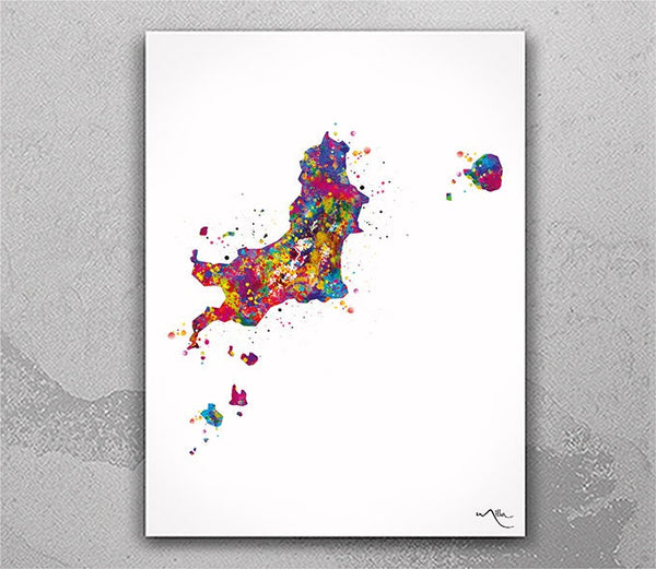 Carriacou Map Watercolor Print Caribbean Islands Wall Art Wedding Gift Honeymoon Gift Wall Hanging Travel Anniversary Gift Wall Decor-2619
