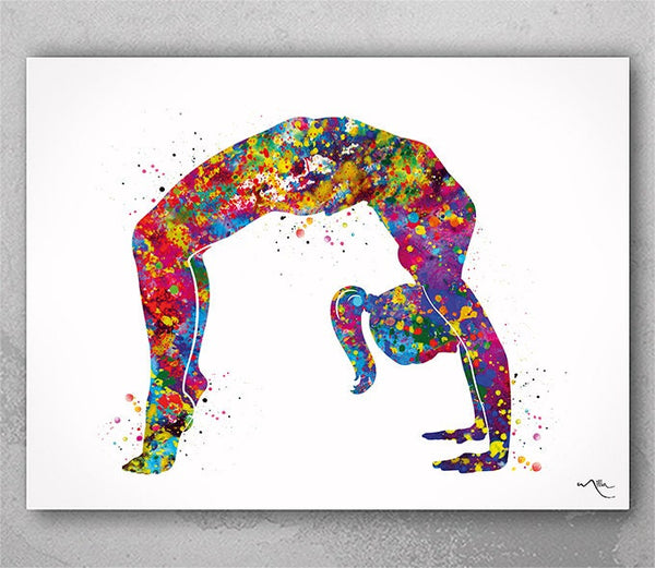 Yoga Backbend Watercolor Print Chakrasana Yoga Print Interior Decoration Yoga Pose Yogi Yoga Studio Housewarming Gift Yoga Zen Wall Art-2615