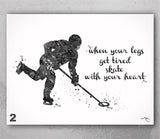 Ringette Player Male Quote Watercolor Print Ringuette Boy Man When your legs get tired Quote Ringette Sports Man Cave Wall Art Gift-2629