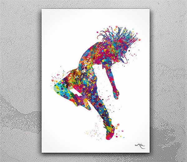 Hip Hop Dancer Girl Watercolor Print Nursery Wall Art Dance Room Decor Gift Dance Studio Decor Girls Room Decor Home Decor Wall Hanging-2637