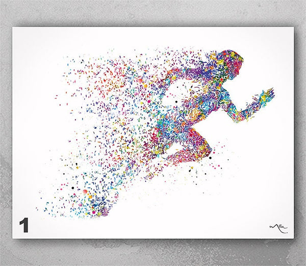 Runner Woman Watercolor Print Runner Female Girl Poster Sport Running Marathon Wall Art Runner Sprinter Wall Decor Sports Room Decor-2640