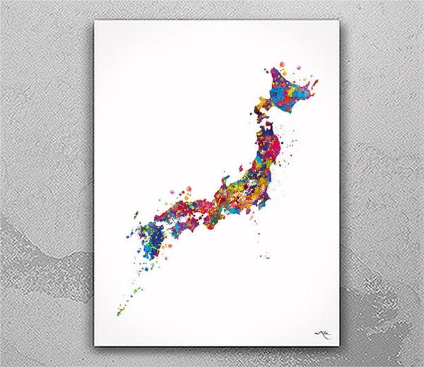 Japan Map Watercolor Print Country Map of Japan Decor Wanderlust Art Print Wall Wedding Housewarming Gift Travel Wall Decor Hanging-2642