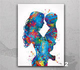 Mother and Son Watercolor Print Parent Gift Family Mother and Children Mother and Kids Mum Baby Shower Motherhood Gift Nursery Wall Art-392