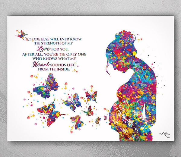 Pregnant Woman Quote Watercolor Print Pregnancy Mom Gift Butterfly Obstetrician Nursing Baby Shower New Mum Mother Gift Midwife Gift-2644