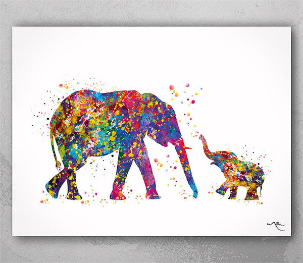 Elephant Family Watercolor Print Elephant Painting Wedding Gift Housewarming Gift Wall Art Wall Decor Nursery Decor Wall Hanging Love Art-16