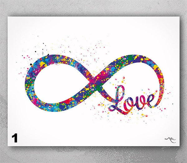 Infinity Love Symbol Watercolor Print Wedding Gift Housewarming Gift Music Wall Art Inspirational Quote House Home Decor Wall Hanging-770